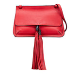 グッチ バンブー フリンジ タッセル 斜め掛け ショルダーバッグ 370826 レッド レザー レディース GUCCI 【中古】